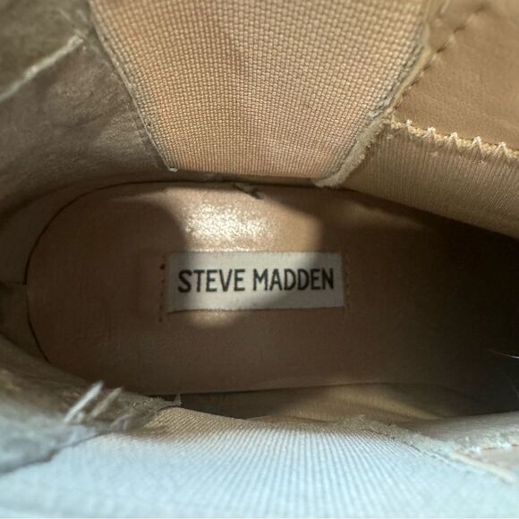 Steve Madden Howler Sand Suede Leather Platform Ankle Boots Size 6 - Picture 11 of 12